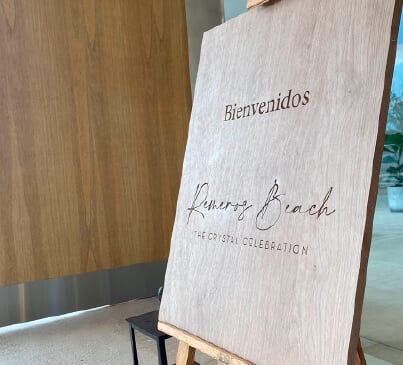 cartel de bienvenida en madera grabado en laser madera melamina grabada en laser 4tipos