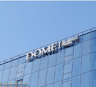 corporeo para edificio con frente acrilico cortado en láser 4tipos cartel DOME frente acrilico 4tipos corte laser